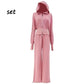Women Hoodies Hooded Sweatshirts Zippers Tops Pink Loose Casual Clothes Oversized Harajuku Tracksuit Hoodies Suit Sweatshirts Set