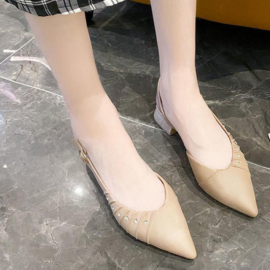 Sandals Women Summer Wear Casual Fashion All-match Baotou Word with Thick Heels High Heels Non-slip Pointed Sandals