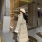 Down Jacket Women Winter Lamb Hair Stitching Mid-length White Duck Down Down Jacket Waist Slimming Winter Warm Thick Coat