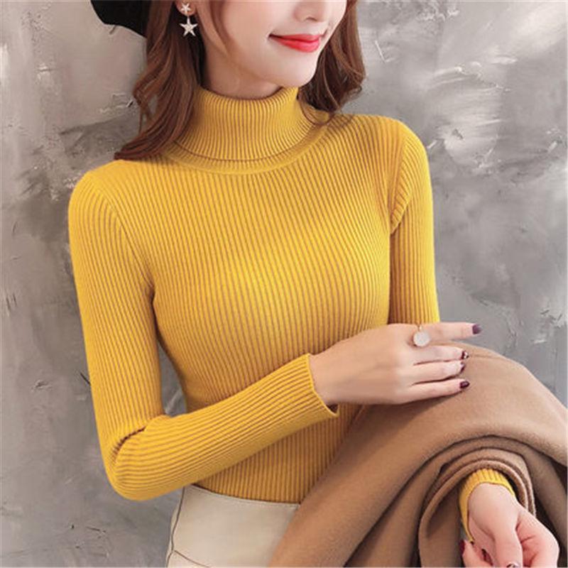 Women's Blouse Slim Short Long-sleeved Warm Thick Sweater Autumn and Winter Turtleneck Sweater