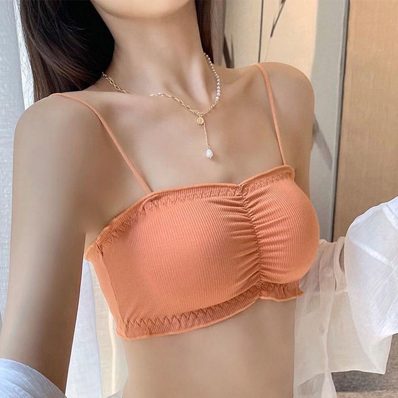 Korean Version Three Row Buckle Gathered Anti Sagging Thin Wrap Chest Wipe Chest Suspender Vest Underwear Women's Wrap Chest Suspender Vest Bra