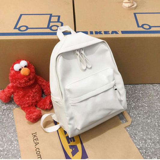 Solid color PU Leather Women's Backpack School Satchel Casual Multilayer Large Capacity College Shopping Travel