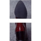 Ankle Boots Women Leather Boots Thick Med Heel Chelsea Boots PU Leathe Zipper Short Shoes Women