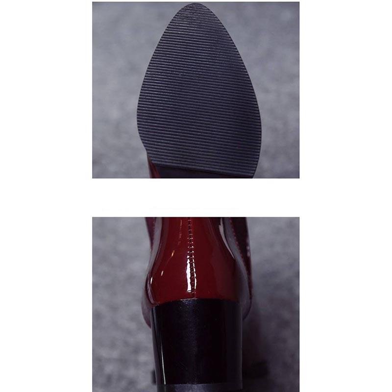 Ankle Boots Women Leather Boots Thick Med Heel Chelsea Boots PU Leathe Zipper Short Shoes Women