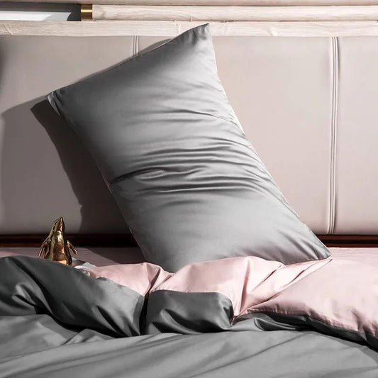 100% Cotton Solid Color Colorblock Pillow Cover High Density Silky Double Bedroom Bed Pillowcase
