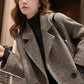 Coat Women's Spring and Autumn British Style Woolen Plus Cotton Thickened Loose and Thin Casual Coat