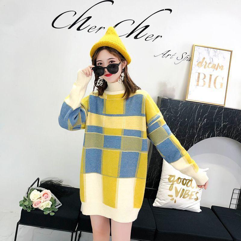 Autumn and Winter Plus Size Sweater Mid-length Loose Knit Bottoming Shirt Fashion Casual Women's Top