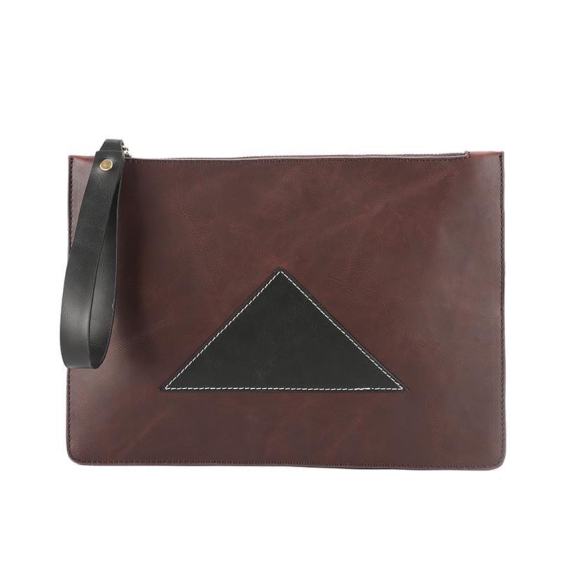 Business Briefcase Men Black Large Capacity Zipper Leather Anti-theft Waterproof Clutch IPad Bag