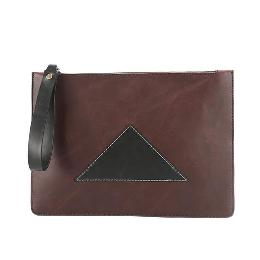 Business Briefcase Men Black Large Capacity Zipper Leather Anti-theft Waterproof Clutch IPad Bag