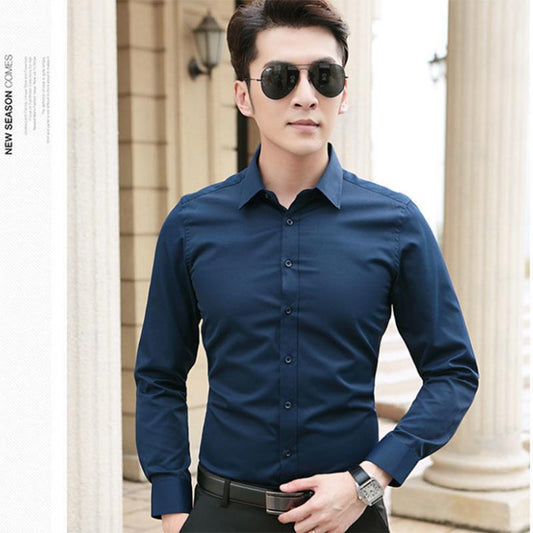 Men's White Shirt Long-sleeved Spring and Autumn Bottoming Shirt Korean Version of The Slim-fit Business Formal Suit with Work Shirt