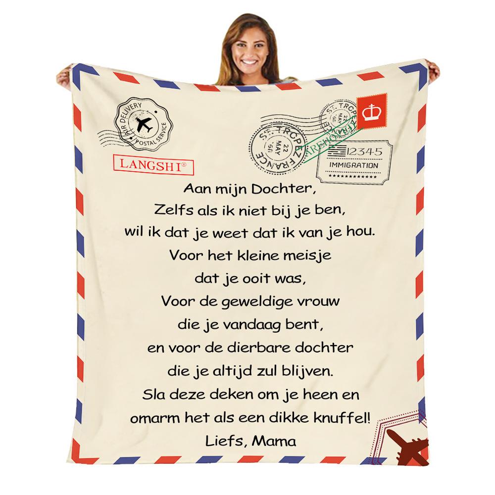 Flannel Throw Blanket Letter Printed 3D Letter Printing Envelope Blanket  Home Flannel Message Blanket