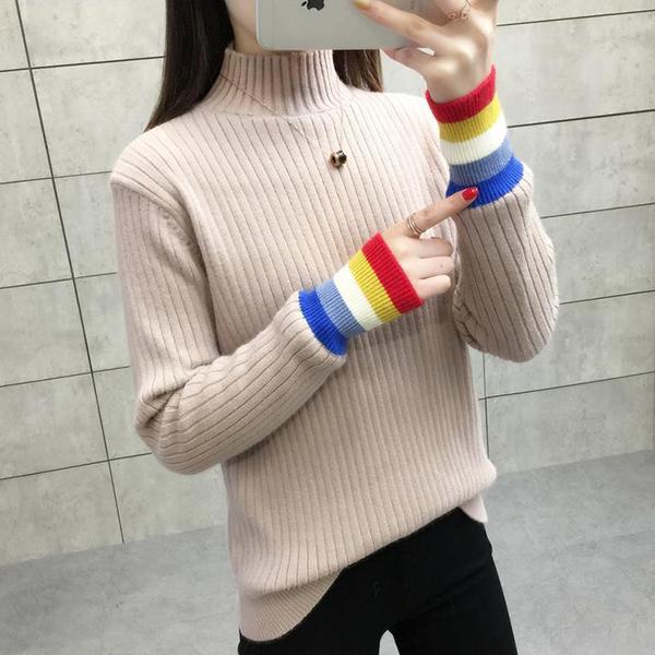 Loose Half High Neck Knitted Bottoming Shirt Thick Warmth Fashion Slim Slim Sexy Female Top