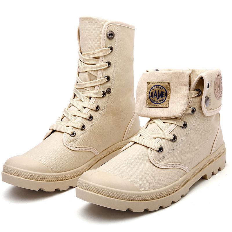 FashionCloth Men Simple Style Fashion High Military Ankle Shoes Leather Single Lace Up Rivet Boots