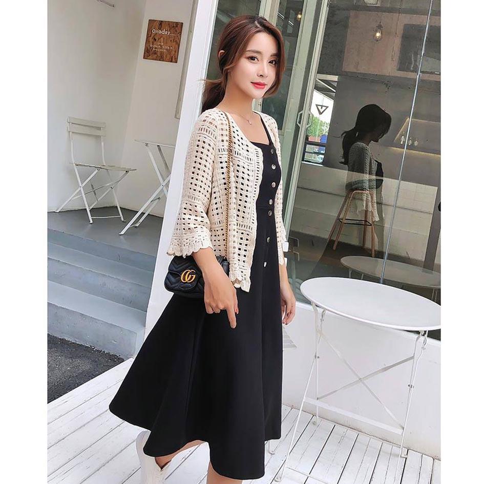 Two-piece Sexy Women Dress Boho Sexy Dress Button Backless Beach Sundress Casual Vintage Dress