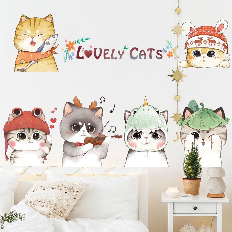 Bedroom Layout Decoration Wallpaper Cute Animal Waterproof Flat Surface Detachable Decorative Stickers Wall Stickers