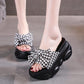 Flower Slippers Women Summer Thick Bottom Outside Wear Wedge Heel Muffin Lazy People Increase Temperament Light Sandals and Slippers
