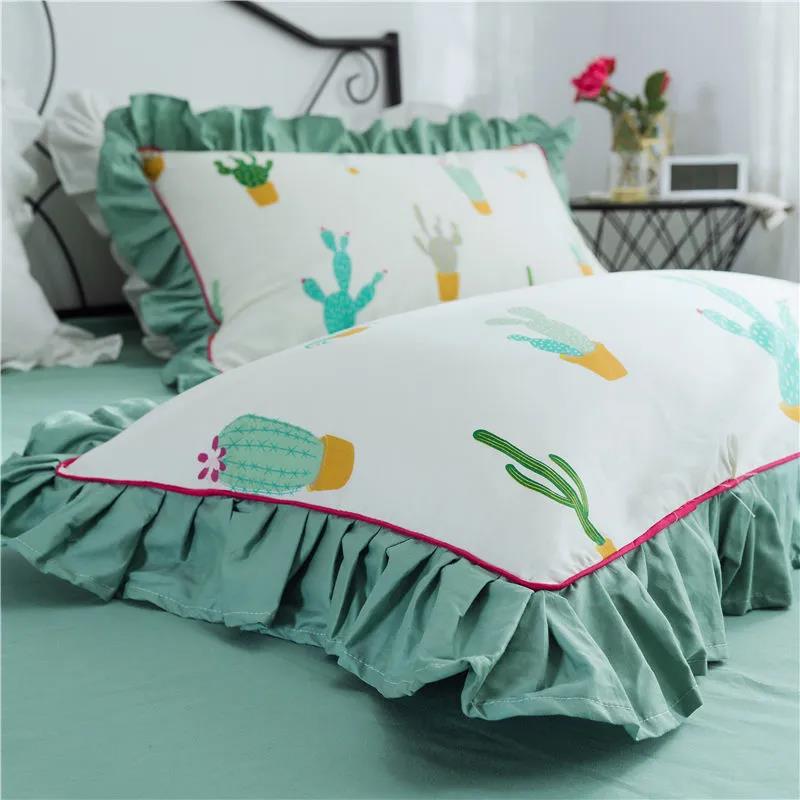 Cotton Print Lace Pillowcase Plus Size Thickened Zipper Pillowcase Single Double Bedroom Bedding