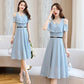 Chiffon Dress Women's Waist Slimming Temperament Strapless Mid-length Skirt A-line Skirt Slimming Chiffon Large Size Dress Mid-length Chiffon Skirt