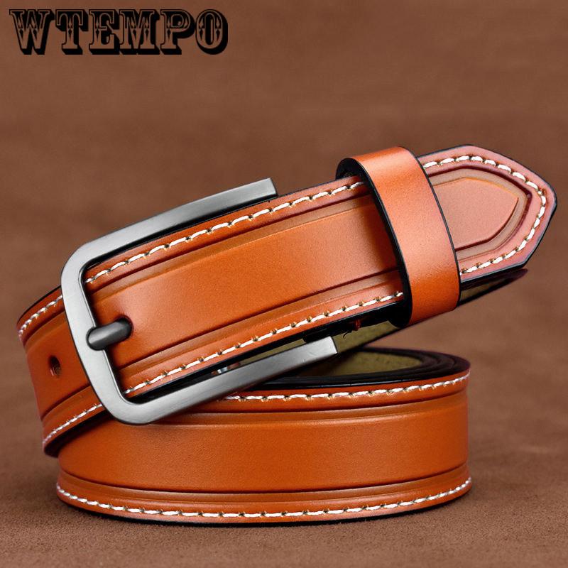 Leather Belts for Women Jeans Strap Vintage Metal Pin Buckle Fashion Style Trouser Cummerbunds