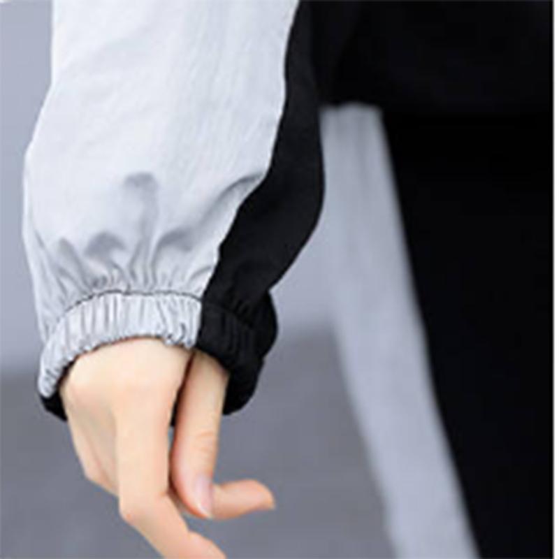 Sports Suit Women's Spring and Autumn Hooded Zipper Loose and Thin Stitching Fashion Casual Two-piece Trendy