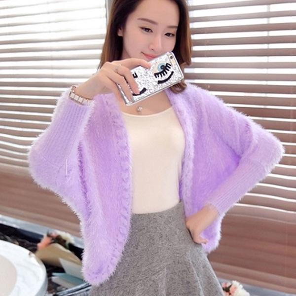 Spring and Autumn Loose Plus Size Top Short Knitted Long Sleeve Sweater Cardigan Shawl Women's Jacket
