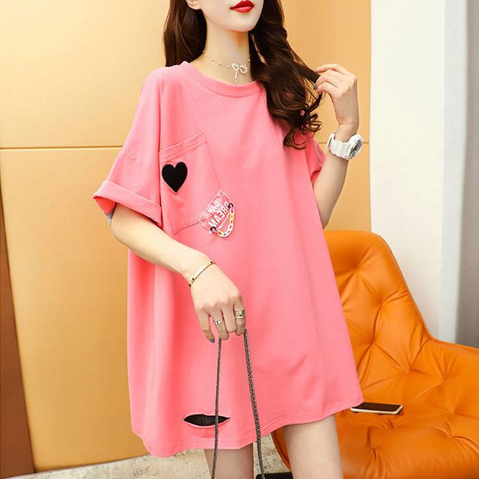 Women Loose  T-shirt Dress Girl Loose O-Neck Casual Long Big Home Comfort Outer Convenient