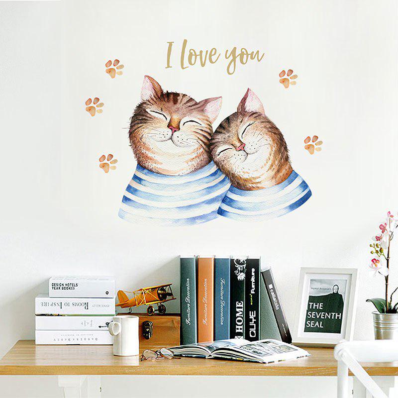 Cute Lovely Cartoon Cats Couples Wall Stickers Paws Prints For Kids Room Bedroom Art Decals Home Dec