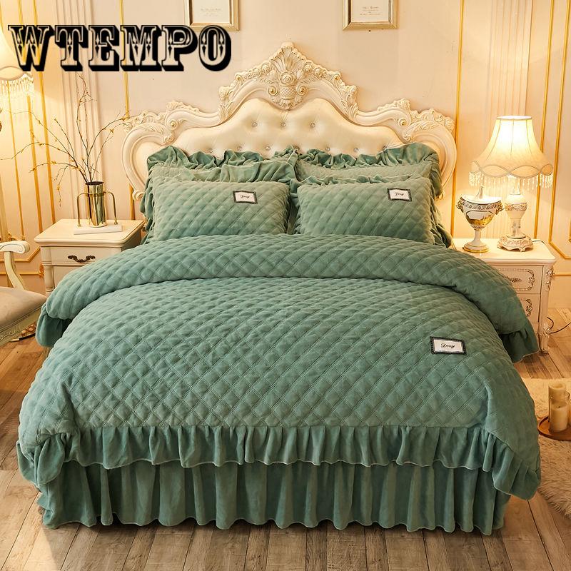 WTEMPO Velvet Bedding Sets Winter Warm Comforters Cover Luxury Solid Quilt Cover Christmas Bedding