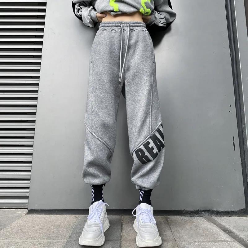 Fried Street Brand Personality Guardian Pants Women's Spring and Autumn Loose Binding Feet Thin Wide Leg Pants Casual Hip Hop Sports Pants Trend