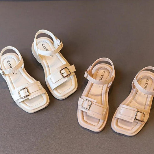 Girl's Summer Sandals Soft Sole Light Casual Sandals Anti-slip Solid Color Princess Sandals