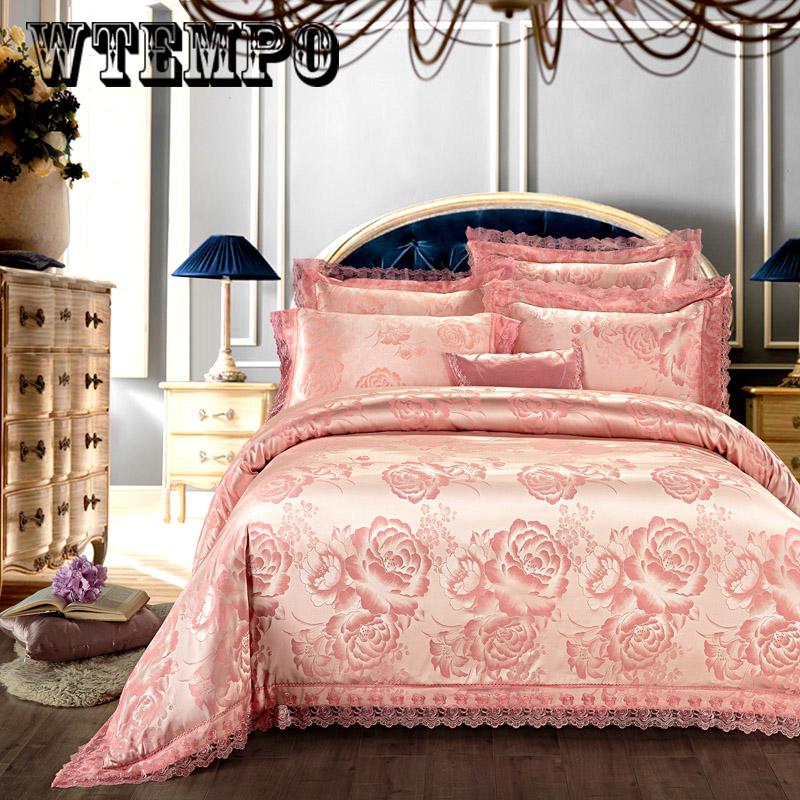 European Jacquard cotton four-piece cotton lace quilt cover sheets home bedroom bedding set
