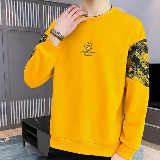 Autumn Boys Round Neck Sweater Stitching Printing Loose Long-sleeved Sweatshirts Youth Loose Blouse