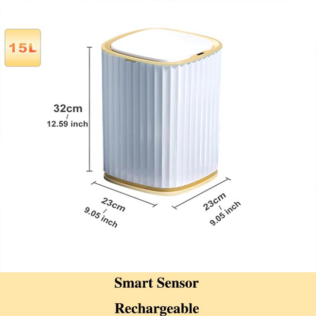 Intelligent Sensor Trash Can Kitchen Bathroom Toilet Trash Can Large-capacity Automatic Sensor Waterproof Trash Can with Lid 15L