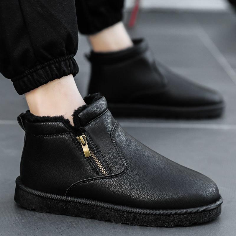 Winter Men's Shoes Plus Velvet Thick Warm Cotton Shoes Outdoor Waterproof and Ski Boots