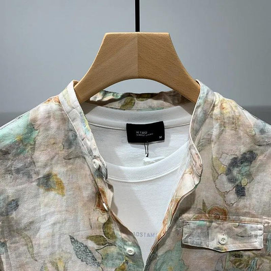 Shirt Men's Summer Flower Shirt Youth Trend Loose Personality Shirt In The Sleeve Casual Shirt