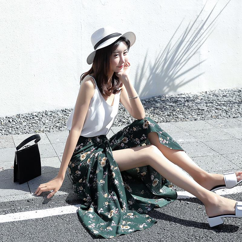 WTEMPO Summer Chic Floral One-piece Chiffon Long Beach Skirt