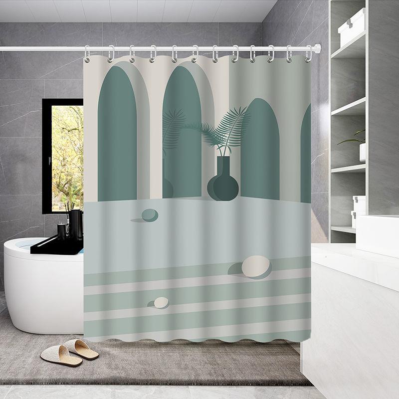 Bathroom Shower Curtain 150*180cm Waterproof Cloth Bathroom Shower Curtain Hanging Curtain Thickening Mold-proof Partition Curtain Free Perforation