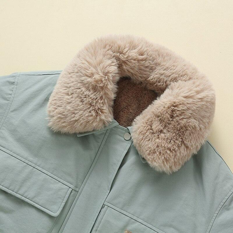 Women Autumn Winter Short Wide Lapel Fur Liner Windproof Coat Puffer Jacket Cotton Padded Parkas Warm Outwear 6 Colour