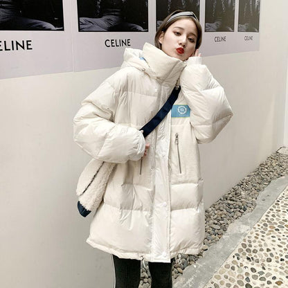 Winter Women's Mid-length Loose Casual Cotton Coat Bread Coat Cotton Coat Thick Coat Students