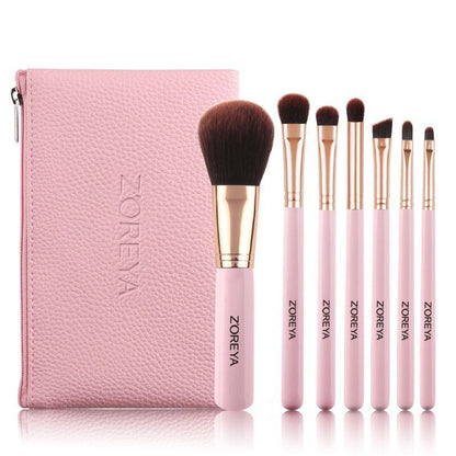 1set pink 7Pc/set Mini Makeup brush Set cosmetics kit make up brush Kit with Iron Metal box