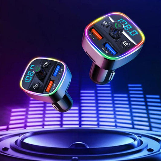Colorful Lighting Car MP3 Player Car Bluetooth Receiver Dual USB Port Fast Charger Multi-function Charging Tool Car Supplies