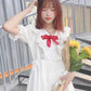 Women's Summer Dress Short Sleeve Sweet and Cute Bow Dress Summer Student White Chiffon Skirt Daily Wear Office Dating Party