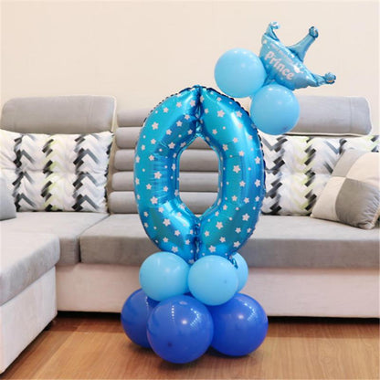 Pink Blue Foil Balloons Numbers 1 2 3 4 5 6 7 8 9 Pattern Birthday Party Decorations