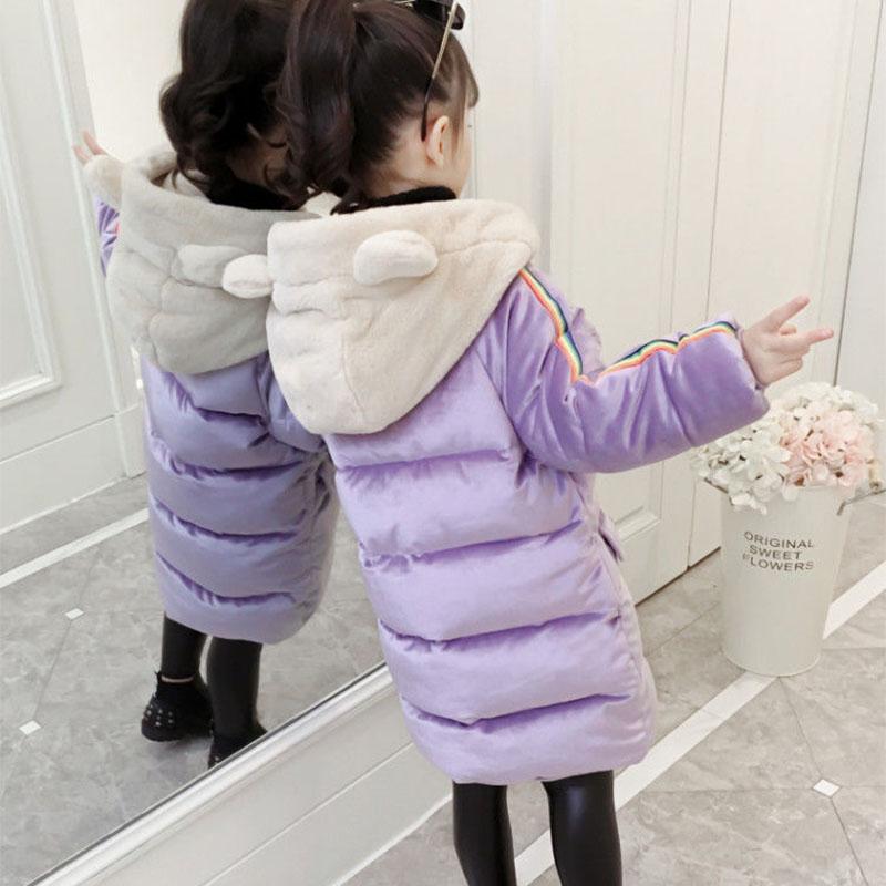 Children's Clothing Girls' Winter Clothing Mid-length Padded Coat Autumn Children's  Foreign Style Padded Coat Cotton Coat Cute