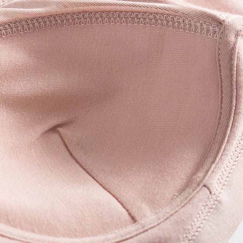 Thin Mould Cup Simple Style Fashion Glossy Design No Steel Ring Top Holder Shaped Side Retraction Anti-glare Anti-sagging Back Button Sports Bra