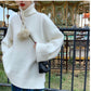 Winter Thick Solid Color Sweater Female Students Korean Turtleneck Pullover Bottoming Shirt Wild Split Stitch Loose Knit Sweater Jacket