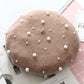 Women's Wool Beret Autumn Casual Pearl Rivet Solid Color Beret