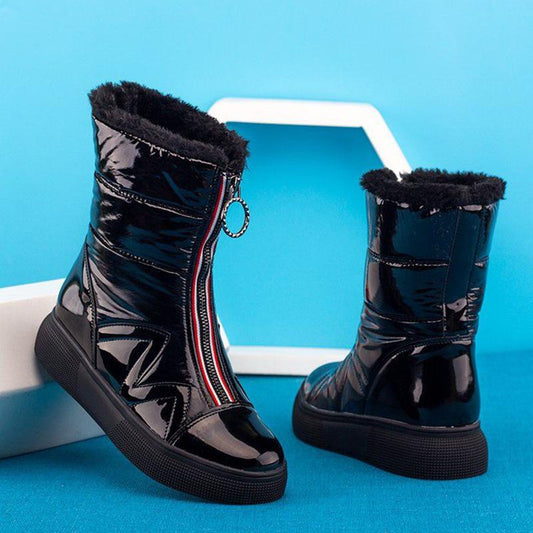 Thicken Plus Velvet Anti-horizontal Bottom Winter Snow Boots Women's Shoes All-match White Short Tube Middle Tube Flat Cotton Boots