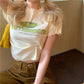Summer Korean Girls Loose Letter-printed Short-sleeved T-shirt with Curls