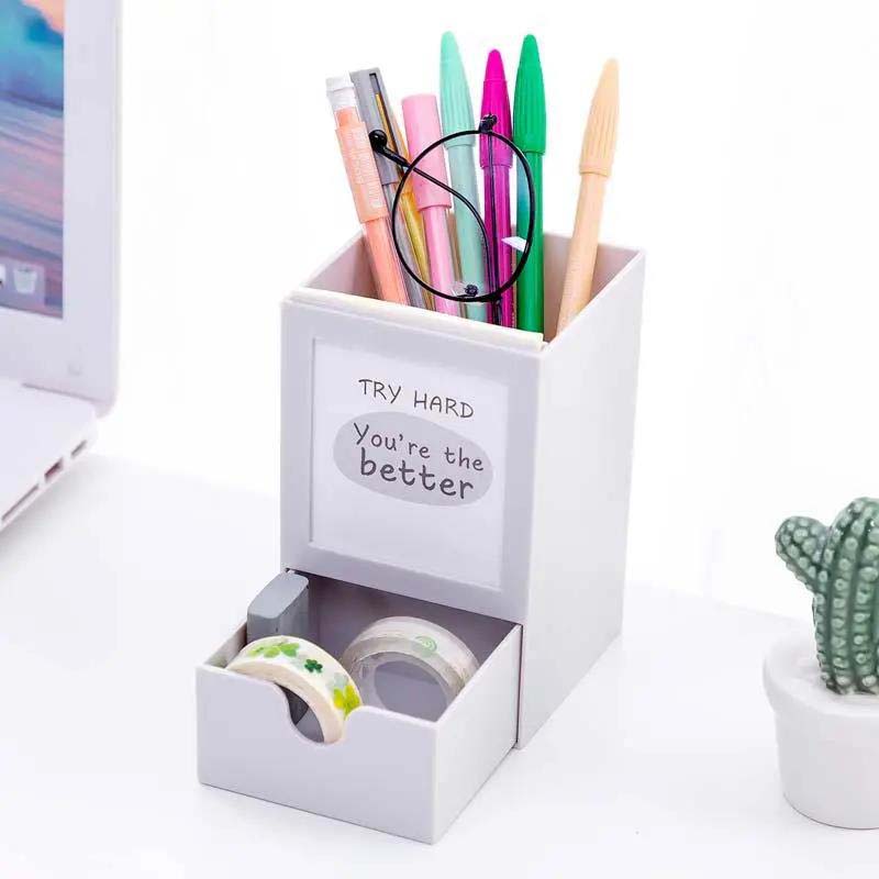 Simple Multifunctional Pen Holder Small Fresh and Creative Desktop Decoration Office Storage Box